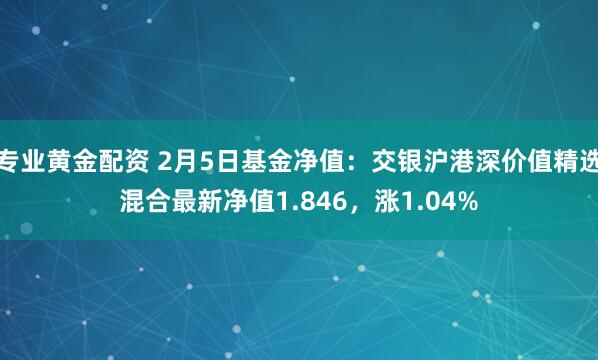 专业黄金配资 2月5日基金净值：交银沪港深价值精选混合最新净值1.846，涨1.04%