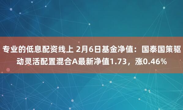 专业的低息配资线上 2月6日基金净值：国泰国策驱动灵活配置混合A最新净值1.73，涨0.46%