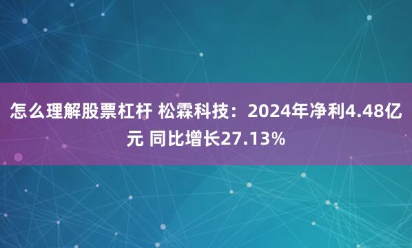 怎么理解股票杠杆 松霖科技：2024年净利4.48亿元 同比增长27.13%