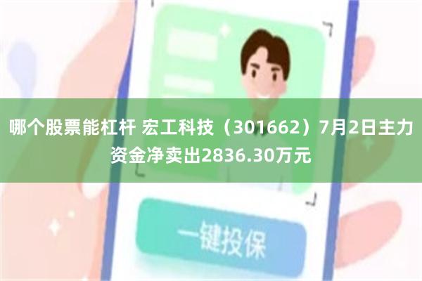 哪个股票能杠杆 宏工科技（301662）7月2日主力资金净卖出2836.30万元